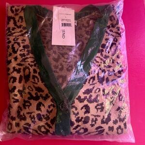 Leopard Print Cardigan - Green and Brown